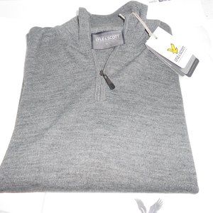 Lyle and Scott Golf Mens Zip-Up Grey Pullover Sweater Long Sleeve Casual LRG-NWT